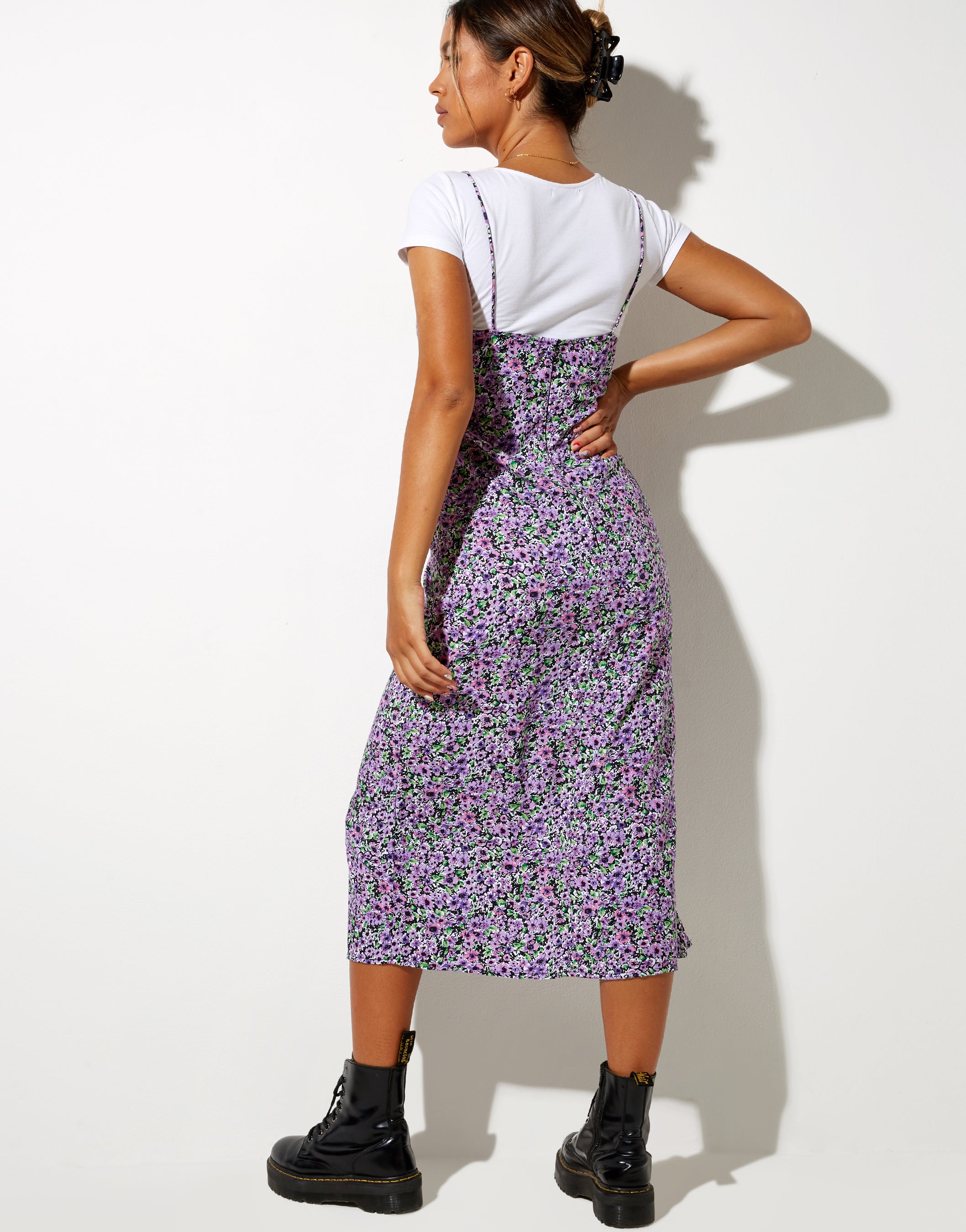 Strappy Purple and White floral Midi ...